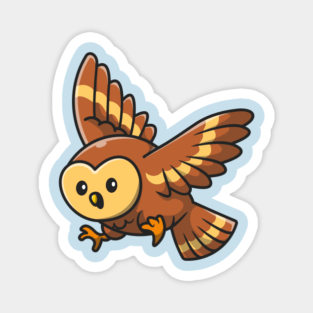 Cute Owl Flying Cartoon Magnet by Catalyst Labs
