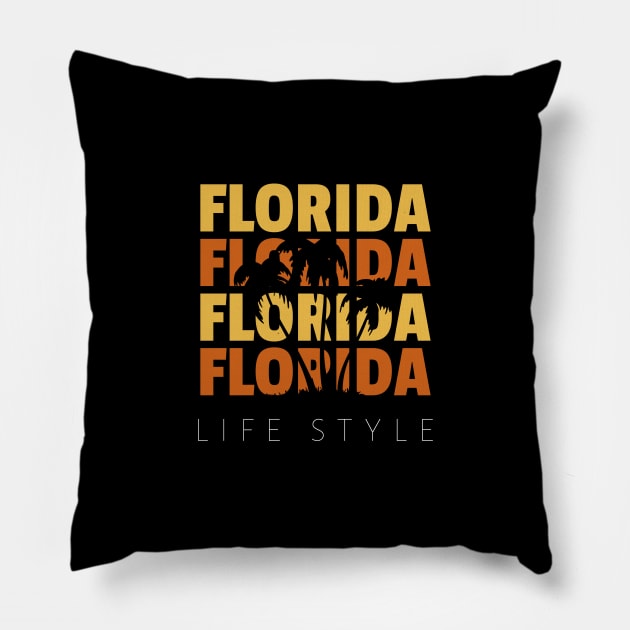 Florida design With Palm Trees - Hipster Tropical Style Pillow by Blue Zebra