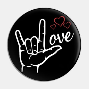ASL I Love You Hand Heart American Sign Language Pin