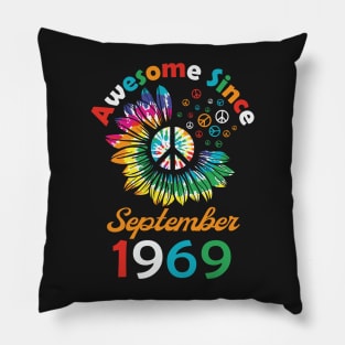 Funny Birthday Quote, Awesome Since September 1969, Retro Birthday Pillow