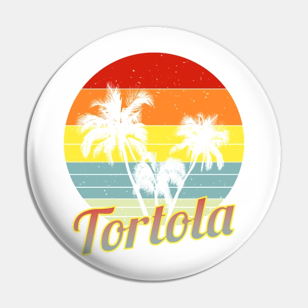 Tortola Retro Tropical Palm Trees Vacation Pin by macdonaldcreativestudios