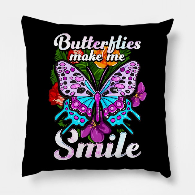 Butterflies Make Me Smile Cute Butterfly Pillow by E