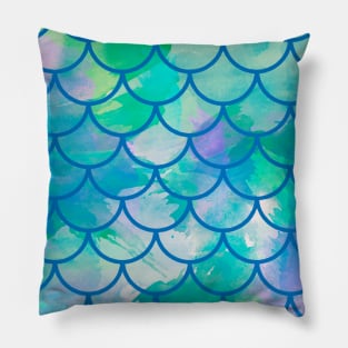 Mermaid scales Sea Blue Pillow