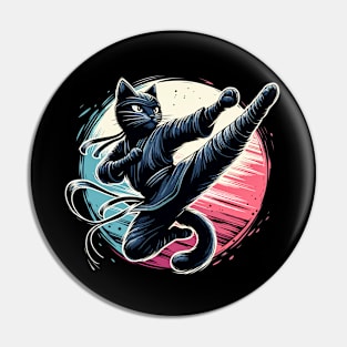 Ninja Cat Jump Kick Pin