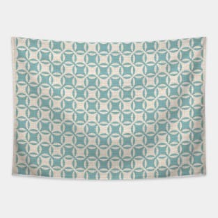 Modern Blue Scandinavian Checkered Pattern with Jute Texture Tapestry