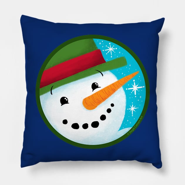 Cute Snowman Pillow by Steph Calvert Art