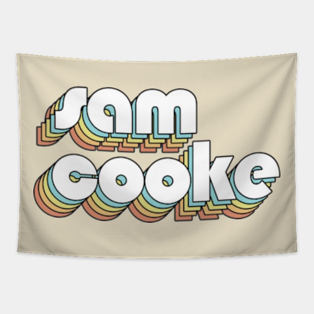 Sam Cooke - Retro Rainbow Typography Faded Style Tapestry by Paxnotods