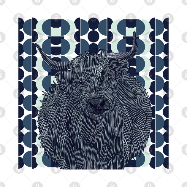 Fluffy Highland Cow - Blue by Suneldesigns