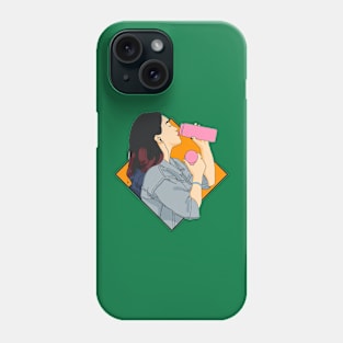 Beautiful woman drinking milk Phone Case