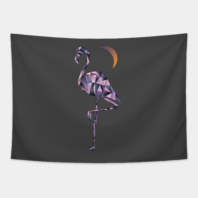 Moon Flamingo Tapestry by partimesloth