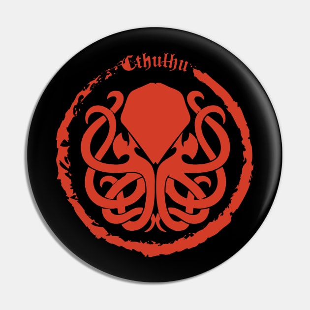 Cthulhu Logo Red Pin by Milena93