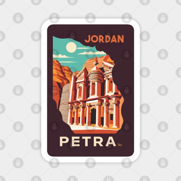 A Vintage Travel Art of Petra - Jordan Magnet by goodoldvintage