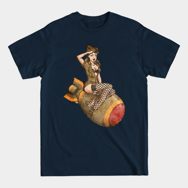 Discover American Traditional Patriotic Atomic Bomb Belle Pin-up Girl Vintage Style - Tattoo - T-Shirt