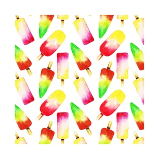 Colorful Watercolor Popsicle Pattern T-Shirt