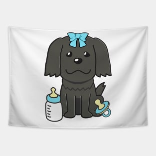 Cute baby sheepdog getting its milk and pacifier Tapestry