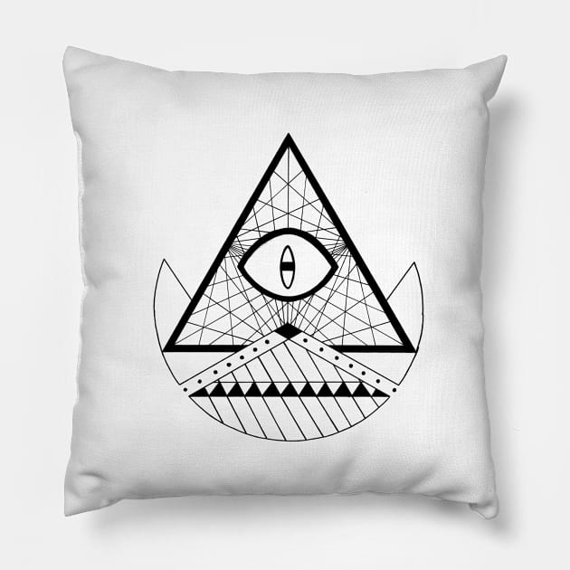 Black Illuminati Pillow by y33n