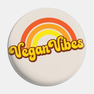 Vegan Vibes Retro Rainbow Orange Pin