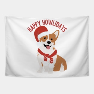 Happy Howlidays | Christmas corgi Tapestry