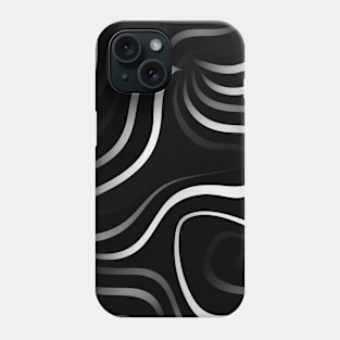 Monochrome Elegance: White Abstract Lines on Black Phone Case