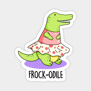 Frockodile Cute Girl Crocodile Pun Magnet