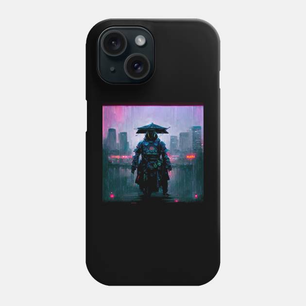 Mission - Cyberpunk Cityscape Skyline Phone Case by ArkMinted