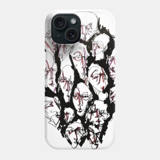 Multiple faces #9 - Psychedelic Ink Drawing with Art Style Phone Case