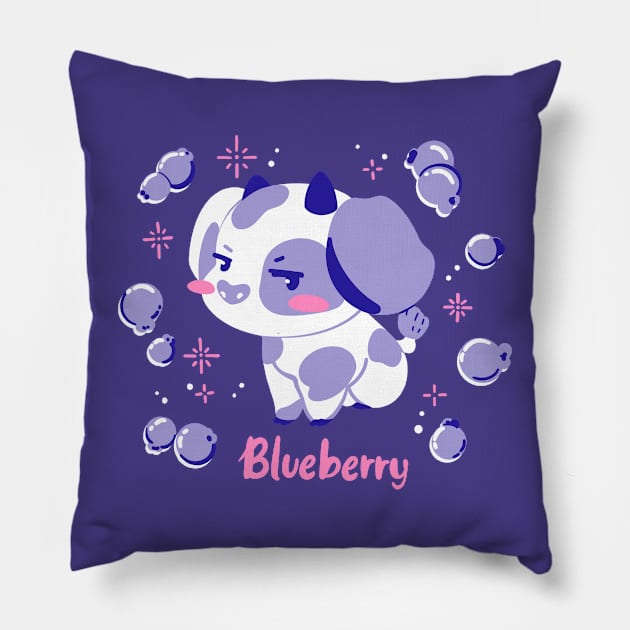 Blueberry Cow Pillow by The Moonborn