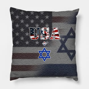 USA + Israel on Stylized, Blended Flag Background Pillow