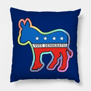 DEMOCRATIC DONKEY MASCOT VOTE DEMOCRAT LGBT RAINBOW Pillow