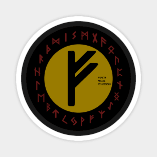 Yellow Fehu Elder Futhark | Viking Rune Symbol Magnet