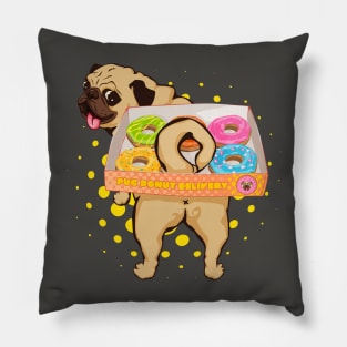 Pug Donut Delivery Cute Chonky Dog Hardworking | 5 donuts plus a tail Pillow