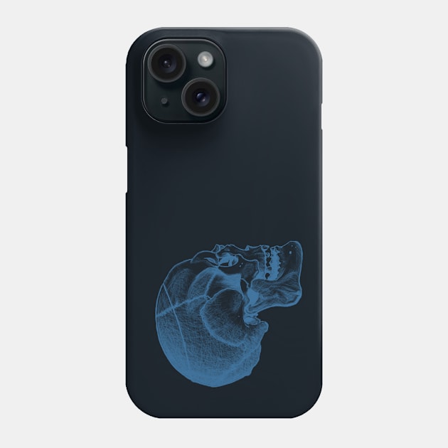 Side Skull Sketch - Blue/Dark Phone Case by Designs by Kat