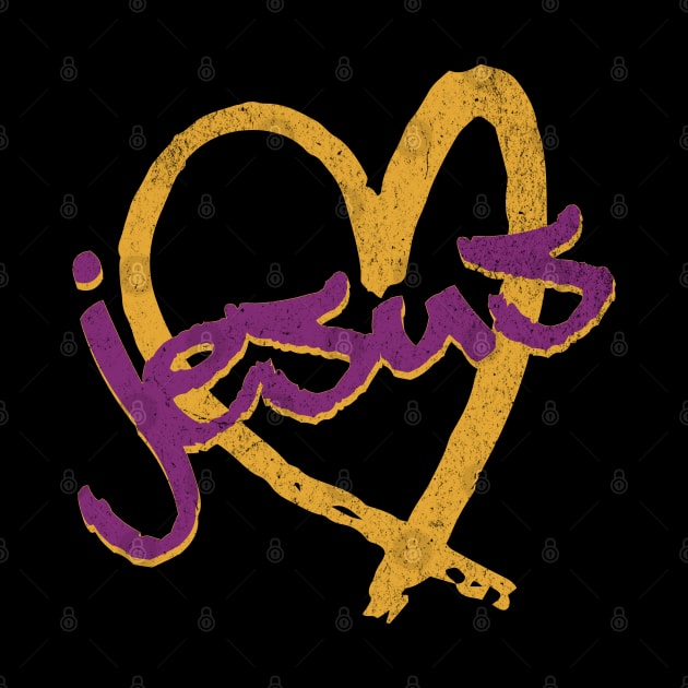 I Love Jesus Vintage 80's & 90's Purple and Yellow by Family journey with God