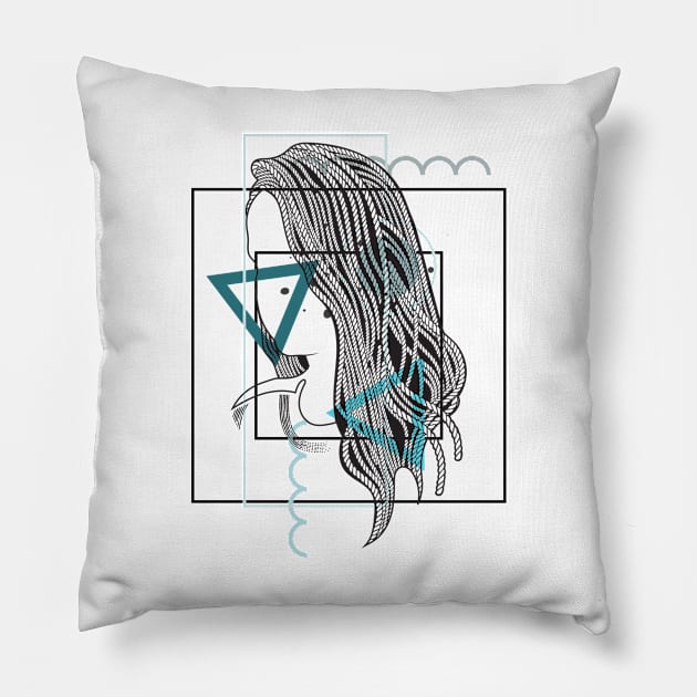 Girl with Rope hairstyle version 2 Pillow by Frajtgorski