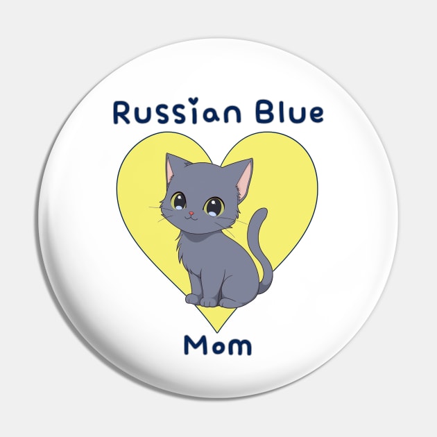 Russian Blue Mom Cat with Yellow Heart Pin by Underground Cargo