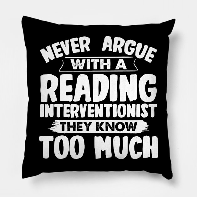 Funny Reading Interventionist Pillow by White Martian