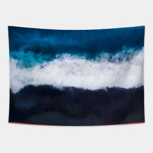 Dark blue ocean oil painting Tapestry