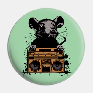 Boombox Rat Graffiti Splash Art Pin