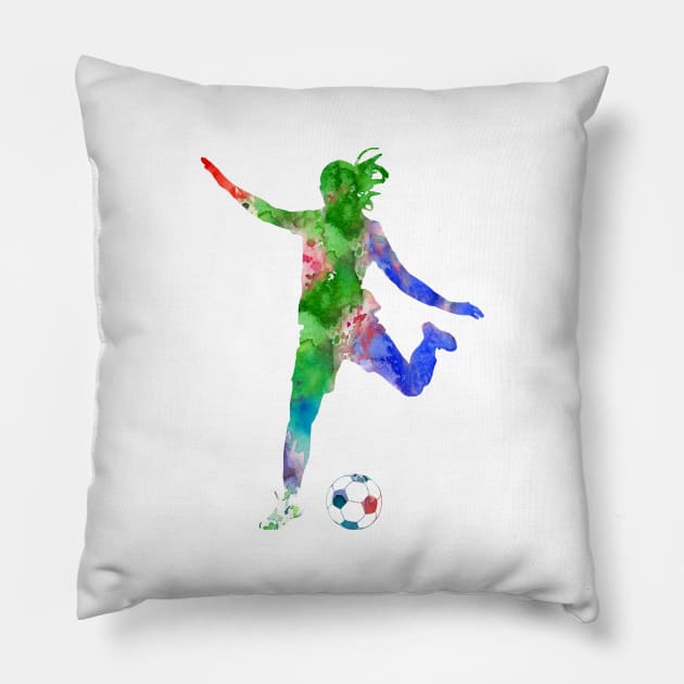 Girl Soccer Pillow by RosaliArt