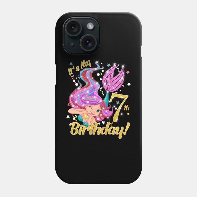 Mermaid Birthday Girl 7 Year Old Its My 7th Bday Mermaid Phone Case by Hesti Design