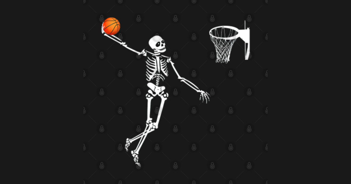 Basketball Skeleton Halloween Design Art-Dunking Skeleton - Basketball ...