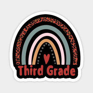 Third Grade Fun Gift Idea Leopard Rainbow Pattern Magnet