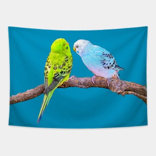 Cute budgie couple Tapestry