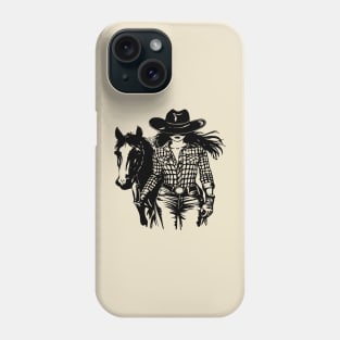 western cowgirl leading horse Phone Case