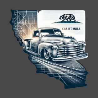 California & Chevy 3100 Lowrider Double Exposure design T-Shirt