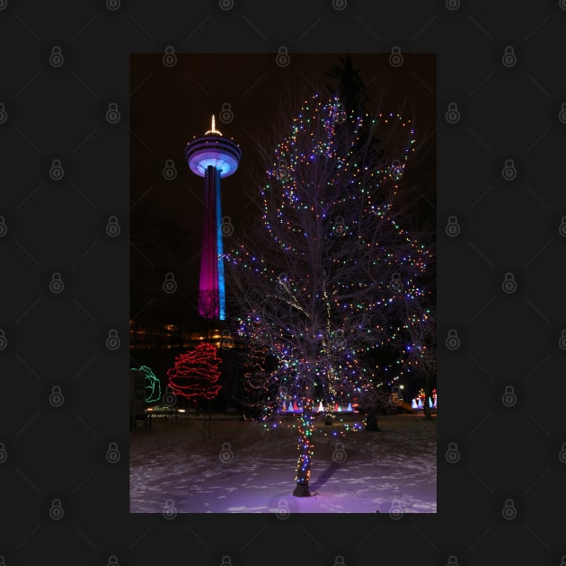 Niagara Falls Skylon Tower with Christmas Lights by Christine aka stine1