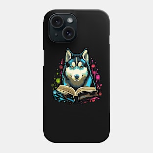 Siberian Husky Reads Book Phone Case