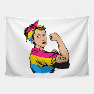 Strong woman pansexual pride mom Tapestry