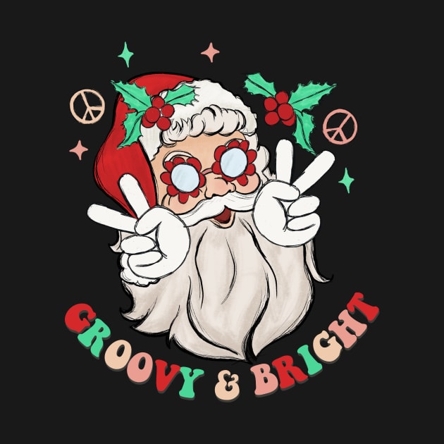 Groovy & Bright Hippie Santa Claus by Teewyld