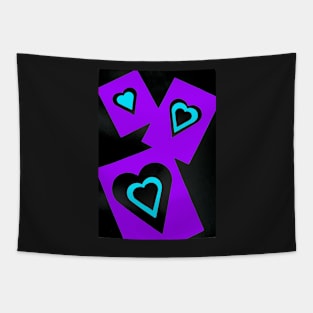 Hearts in Black Turquoise and Purple Var 4 Alternate Options Tapestry